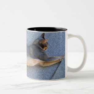 Blue Abyssinian Male Stretched Out Two-Tone Coffee Mug