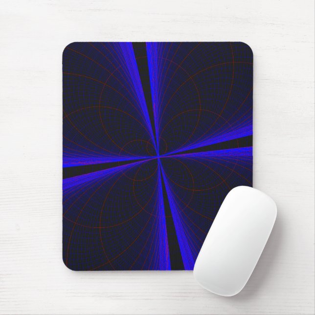 Blue Accent Clover Leaf Geometric Mouse Pad (With Mouse)