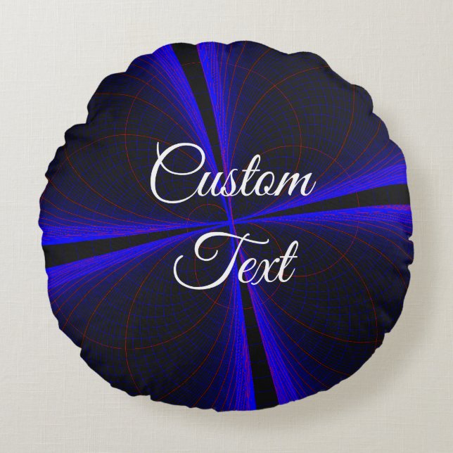 Blue Accent Clover Leaf Round Pillow (Front)