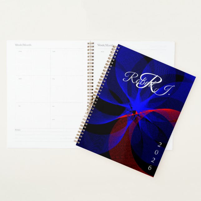 Blue Accent Rotation Geometric Spiral Planner (Display)