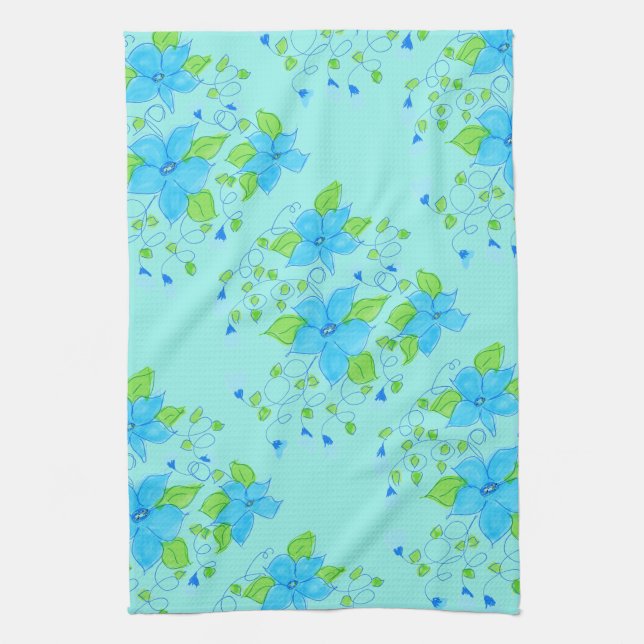 Blue Accented in green Kitchen Towel (Vertical)