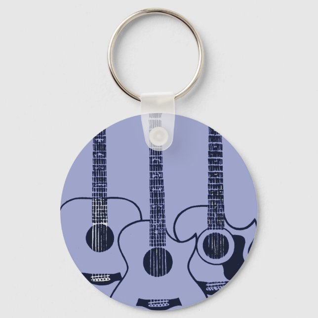 blue acoustic guitars keychain (Front)