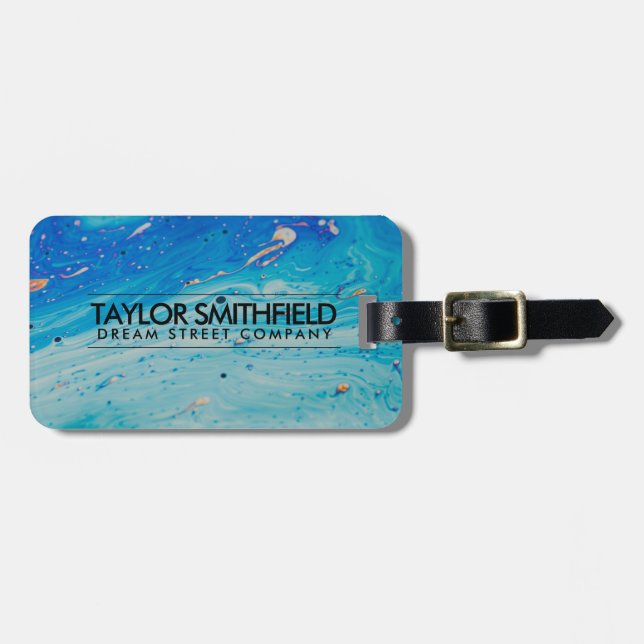 Blue Acrylic Modern Professional Luggage Tag (Front Horizontal)