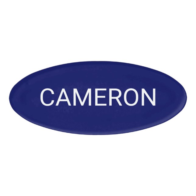 Blue Acrylic Oval Name Tag Magnetic Professional (Front)