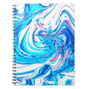 Blue Acrylic Painting Abstract Splatter Swirl Notebook