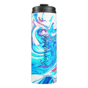 Blue Acrylic Painting Abstract Splatter Swirl Thermal Tumbler