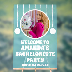 Blue Acrylic Photo Bachelorette Party Welcome Sign