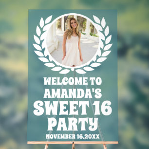 Blue Acrylic Photo Sweet 16 Welcome Sign