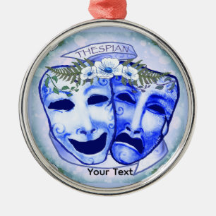 Blue Actor Masks Metal Ornament