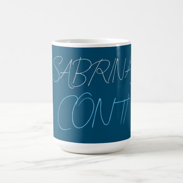 Blue Add Name Modern Minimalist Plain Coffee Mug (Center)