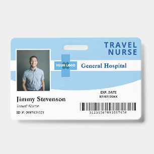 Blue Add Your Logo Hospital Employee Photo ID Badge