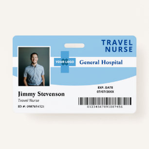 Blue Add Your Logo Hospital Employee Photo ID Badge
