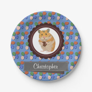 Blue Add Your Name Hamster Easter Paper Plate
