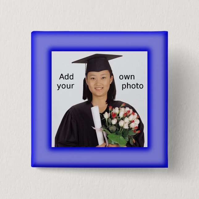 Blue Add your Photo 2 Inch Square Button (Front)