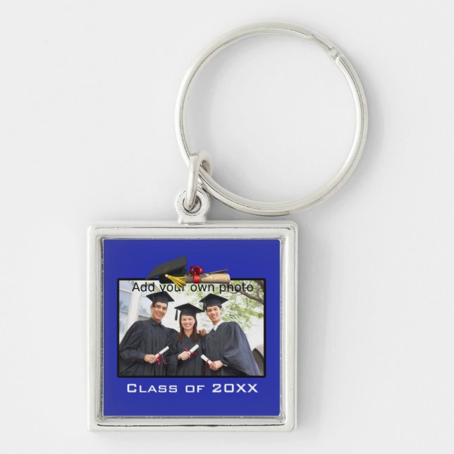 Blue Add your Photo / Year Graduation Keychain (Front)