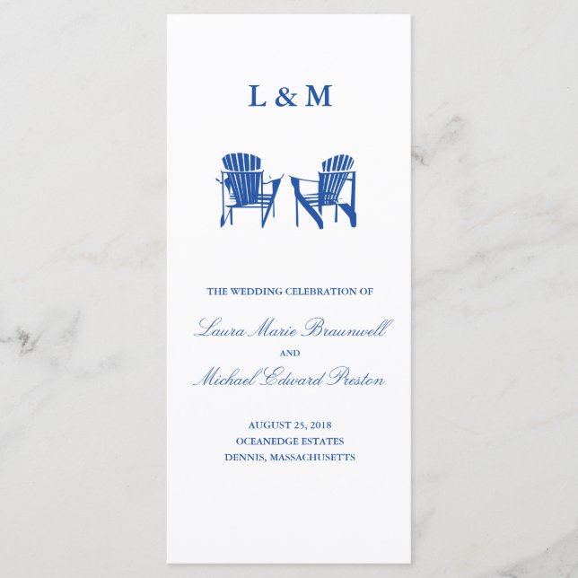 Blue Adirondack Chairs  | Ceremony Program (Front)