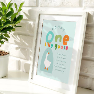 Blue Adopt One Silly Goose Boys 1st Birthday Favou Poster