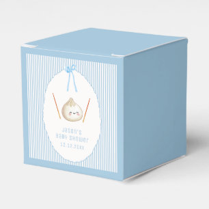Blue Adorable Boy Bow Asian Dumpling Baby Shower Favor Box
