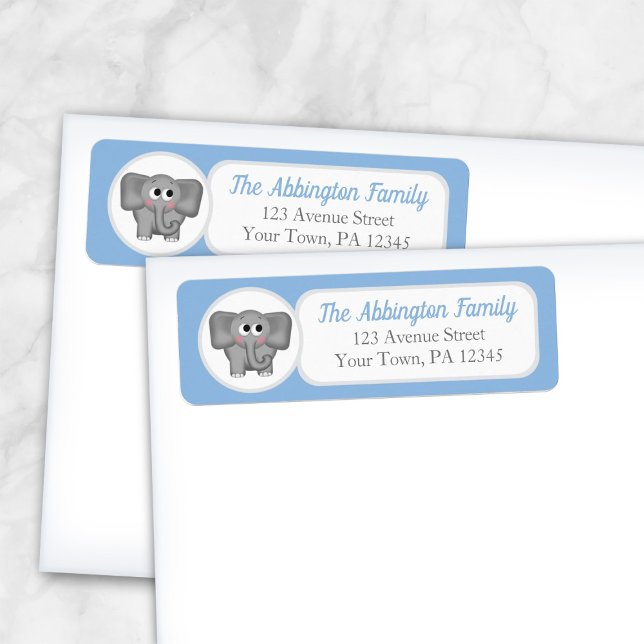 Blue Adorable Elephant Address Labels (Creator Uploaded)