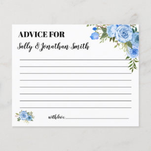 Blue Advice for Mom & Dad bilingual shower card
