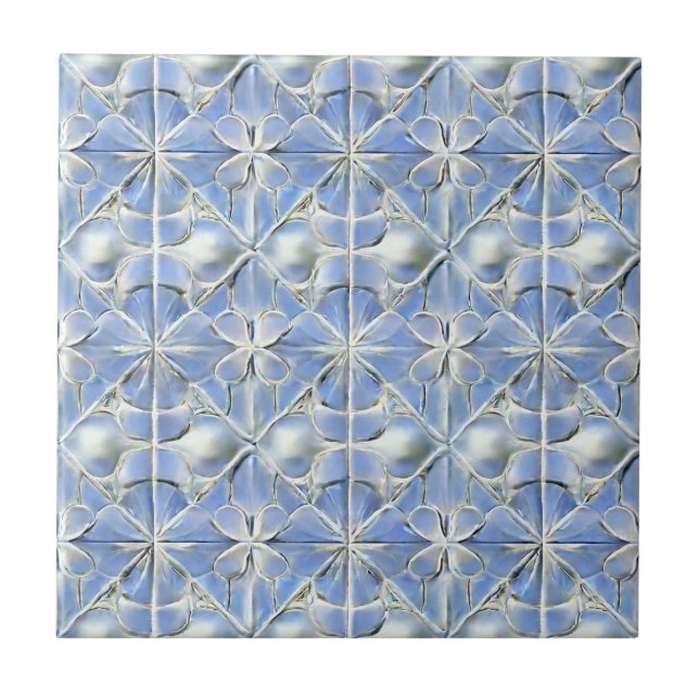 Blue aesthetic floral pattern  tile (Front)