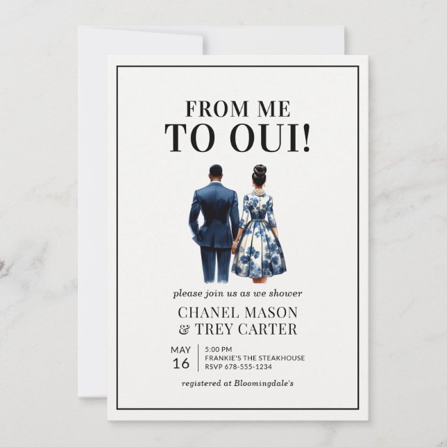 Blue African American Couples Shower Bridal Shower Invitation (Front)