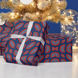 Blue African Ankara Pattern Wrapping Paper