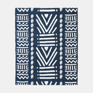 Blue African Denim Bogolan Design Blanket