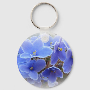 Blue African Violets Keychain