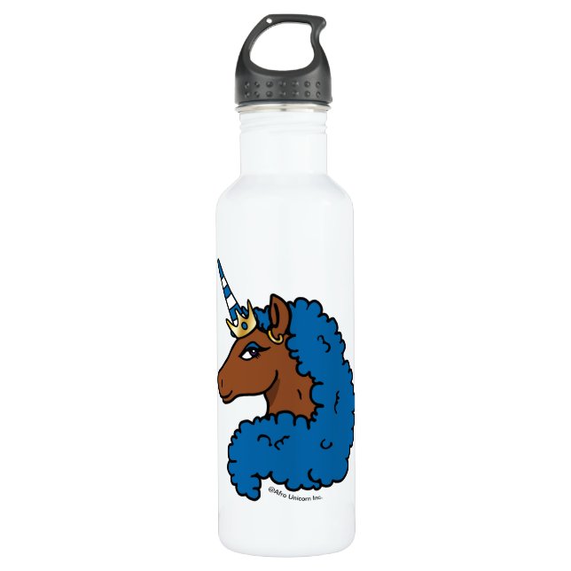 Blue Afro Unicorn 710 Ml Water Bottle (Front)