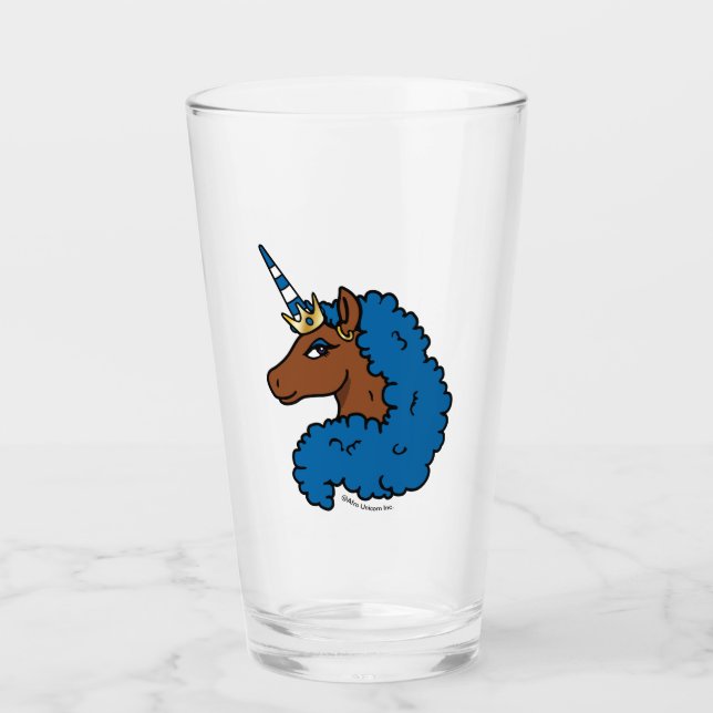 Blue Afro Unicorn Glass (Front)
