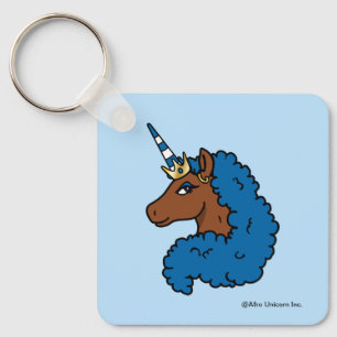 Blue Afro Unicorn Keychain