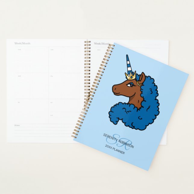 Blue Afro Unicorn Planner (Display)