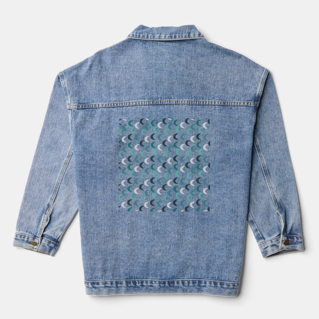 Blue Agate Crescents  Denim Jacket (Back)