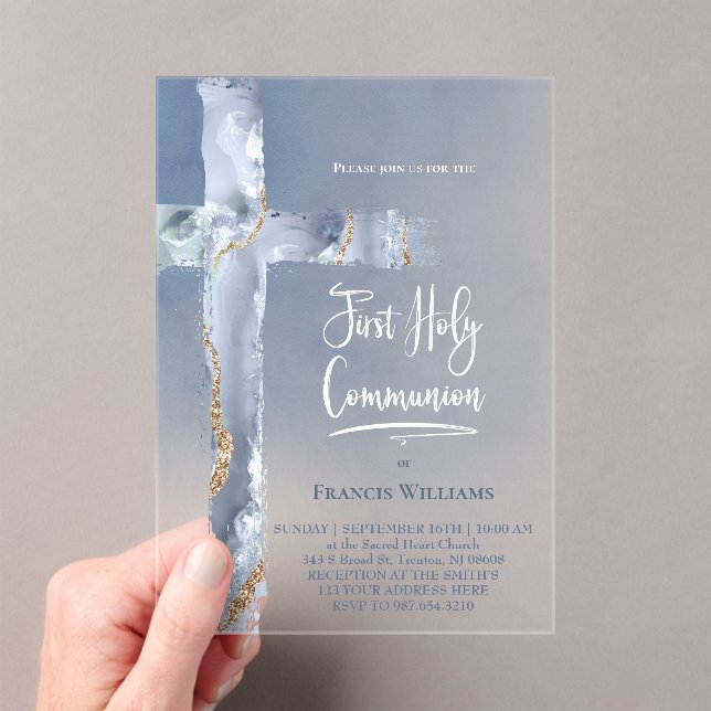 blue agate | First Communion Acrylic Invitations (Insitu (Handheld))