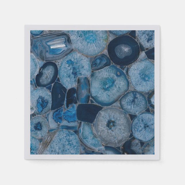 Blue Agate Gemstone Cocktail Napkins (Front)