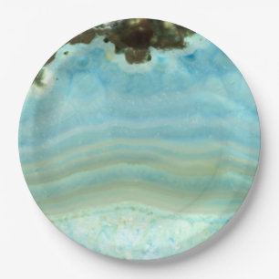 Blue Agate Gemstone Crystal Princess Pattern Paper Plate