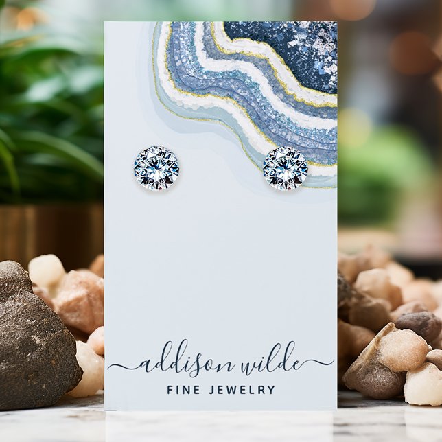 Blue Agate Geode Chic Earring Display Card (Creator Uploaded)