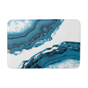 Blue Agate Glitter Glam #1 Bath Mat