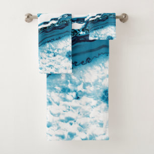 Blue Agate Glitter Glam #1 Bath Towel Set