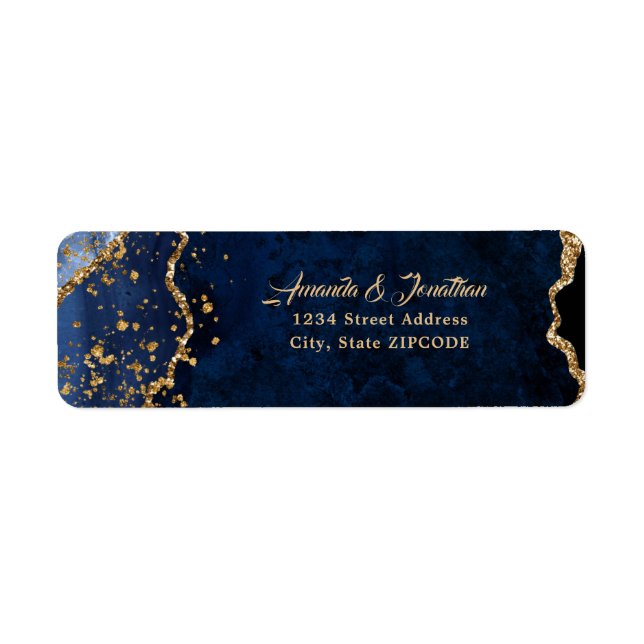 Blue Agate Gold Confetti Glitter Wedding (Front)