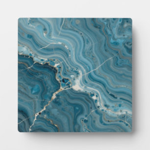 Blue Agate Gold Vein Marble Plaque
