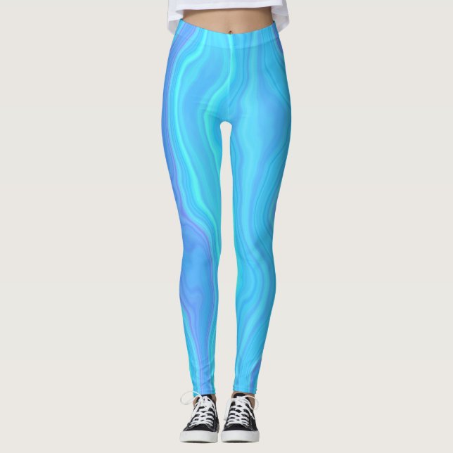 Blue Agate Layers Leggings (Front)
