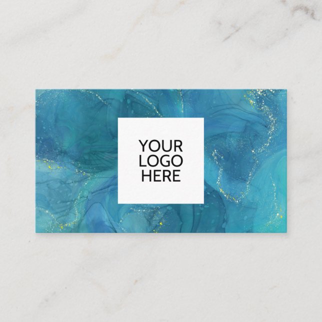 Blue Agate Logo QR Code Business Card (Front)