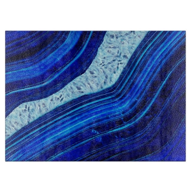 Blue Agate Marble Digital Art Cutting Board (Front)