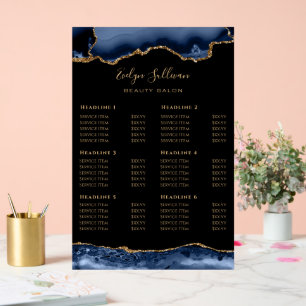 Blue Agate Price List Acrylic Sign