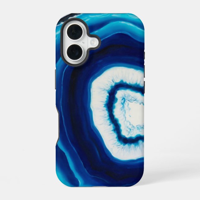 Blue Agate Slice | Abstract iPhone 16 Case (Back)