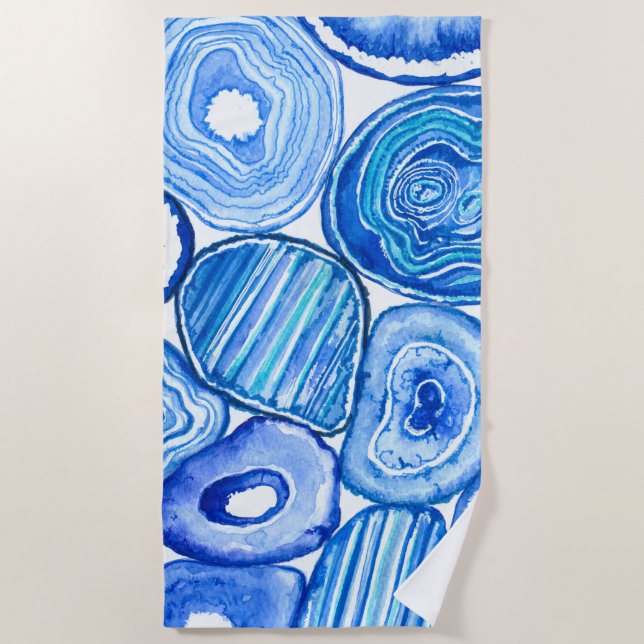 Blue agate slices beach towel (Front)