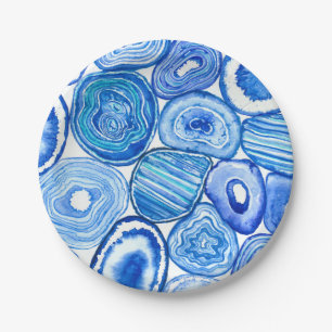 Blue agate slices paper plate