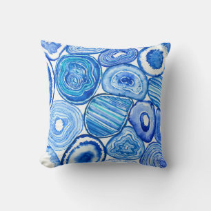 Blue agate slices throw pillow